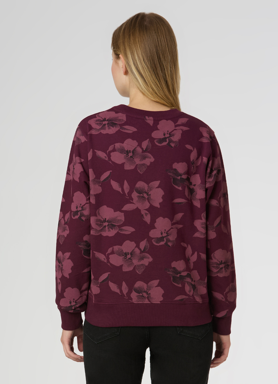 Women Red Floral Print Regular Fit Sweatshirt, , large image number 2