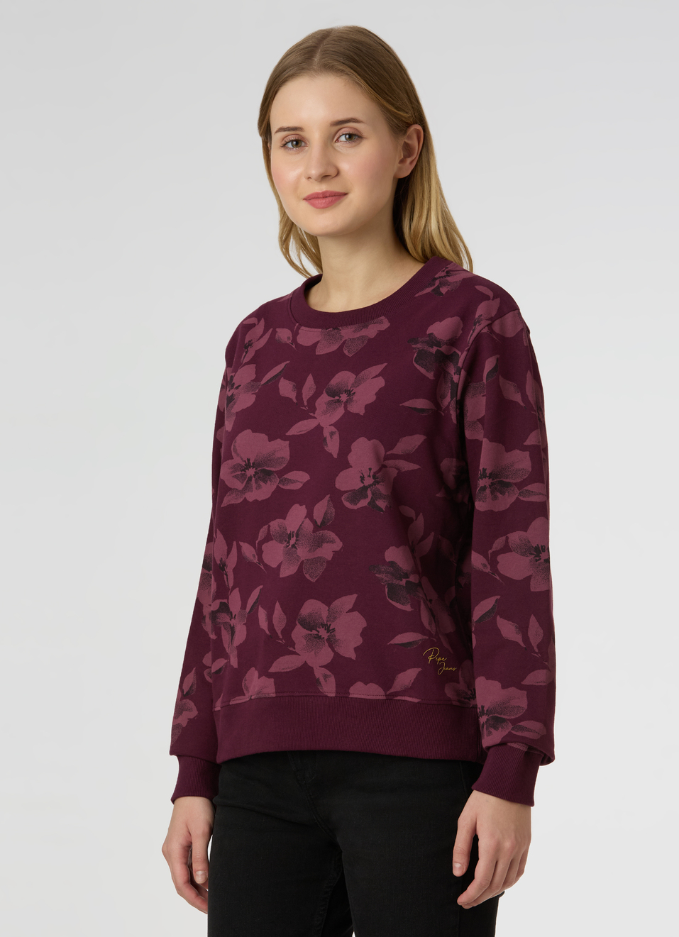 Women Red Floral Print Regular Fit Sweatshirt, , large image number 3