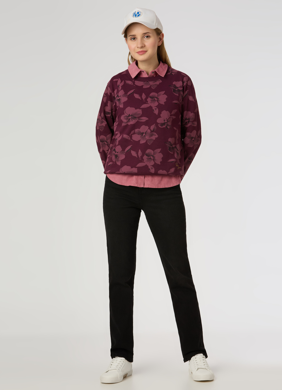 Women Red Floral Print Regular Fit Sweatshirt, , large image number 5