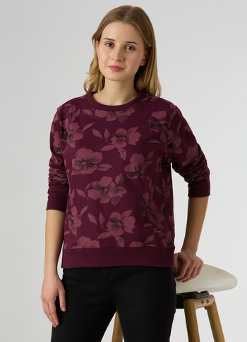 Women Red Floral Print Regular Fit Sweatshirt