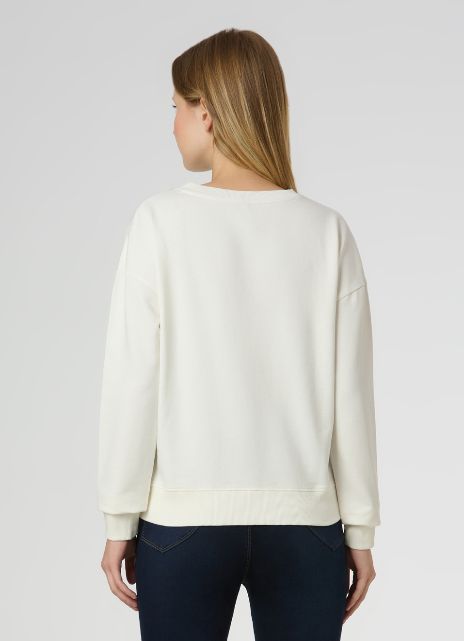 Women Off White Floral Print Comfort Fit Sweatshirt, , large image number 2