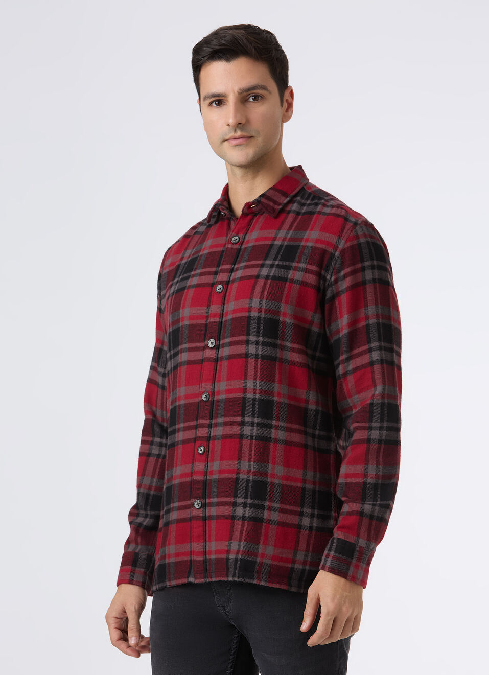 Men Red Check Regular Full Sleeve Shirt, , large image number 3