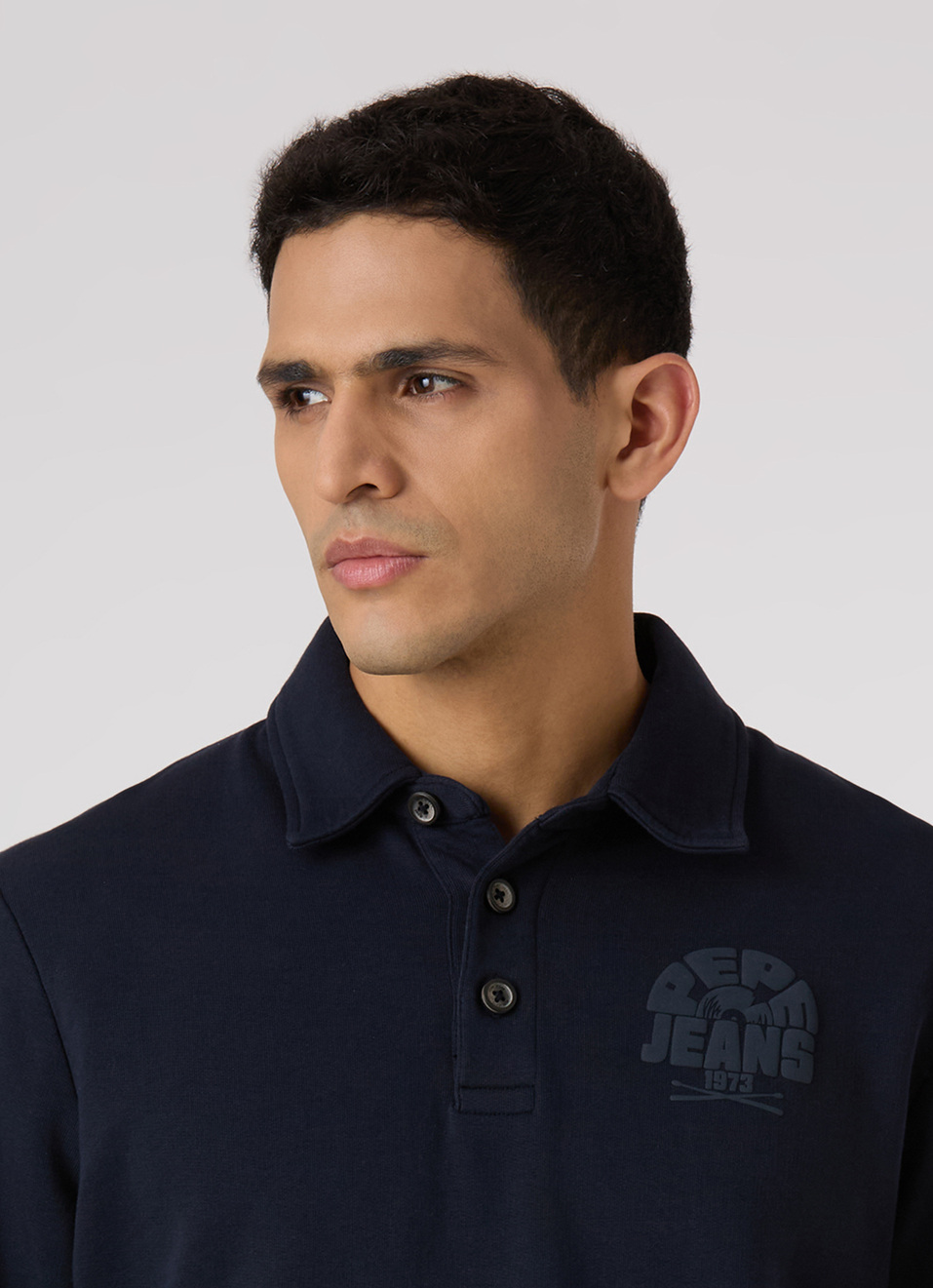 Men Navy Regular Fit Solid Polo Neck Sweatshirt, , large image number 4