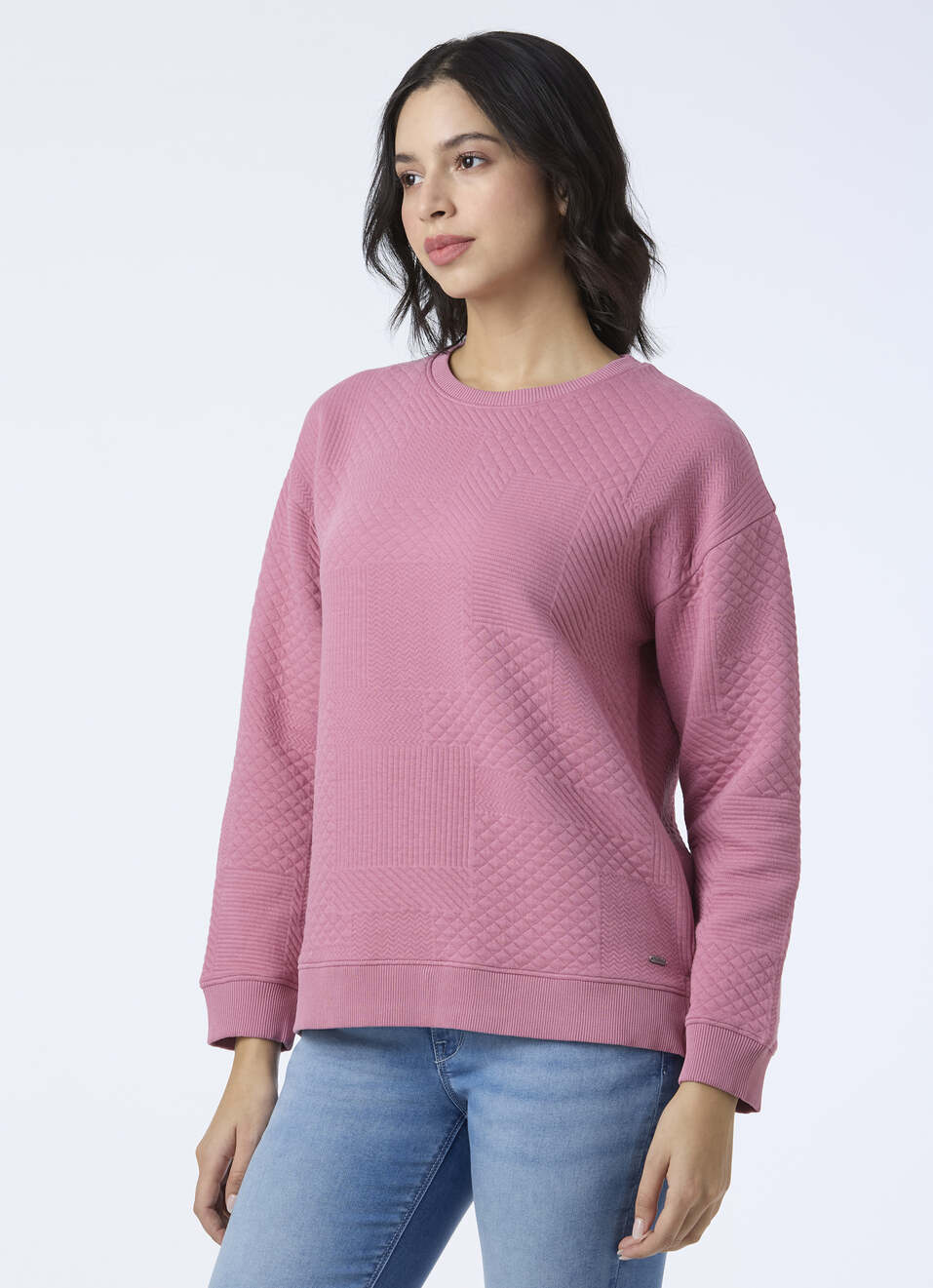 Women Pink Textured Patchwork Sweatshirt, , large image number 3