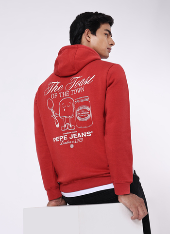 Men Red Back Graphic Print Regular Fit Hoodie