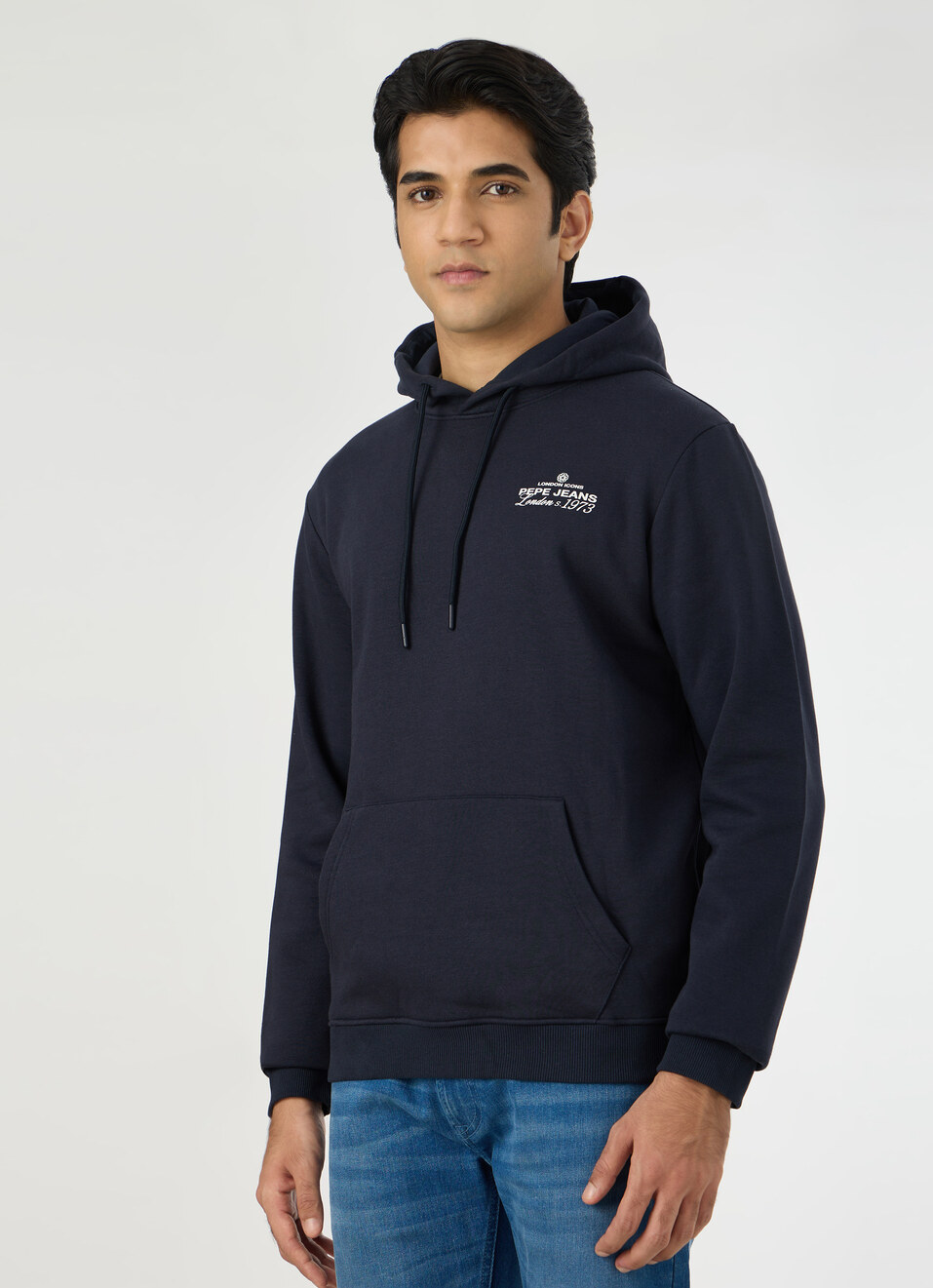 Men Navy Back Graphic Print Regular Fit Hoodie, , large image number 3