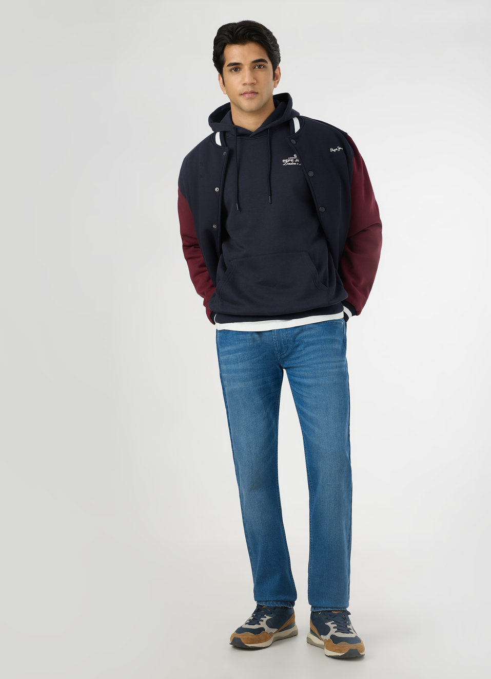 Men Navy Back Graphic Print Regular Fit Hoodie, , large image number 5