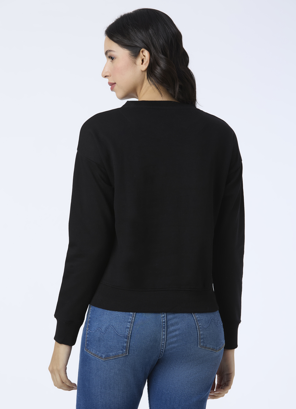 Women Black Embellished Logo Sweatshirt, , large image number 2