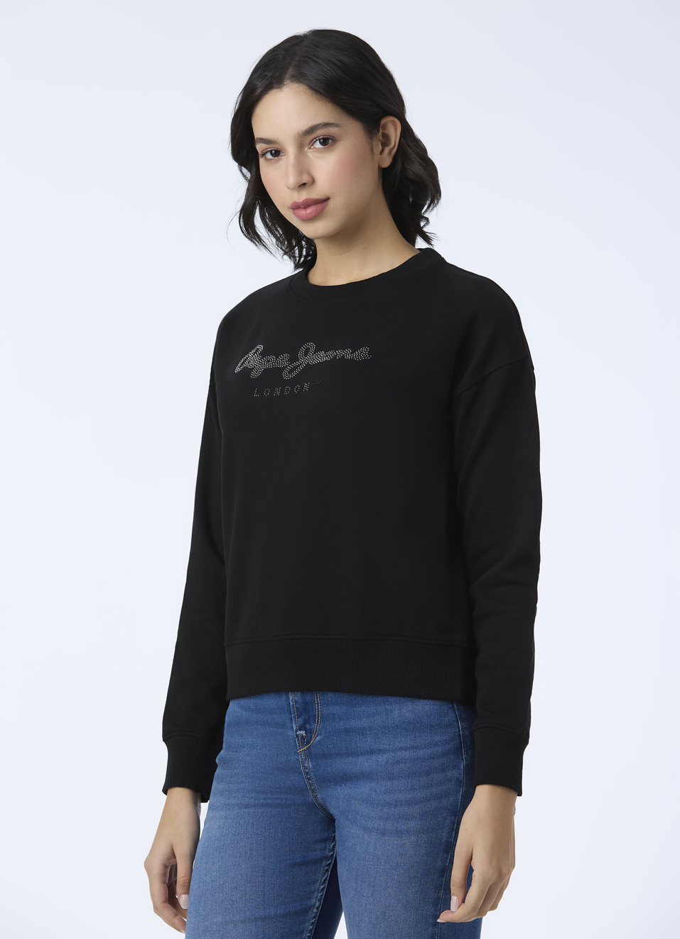 Women Black Embellished Logo Sweatshirt, , large image number 3