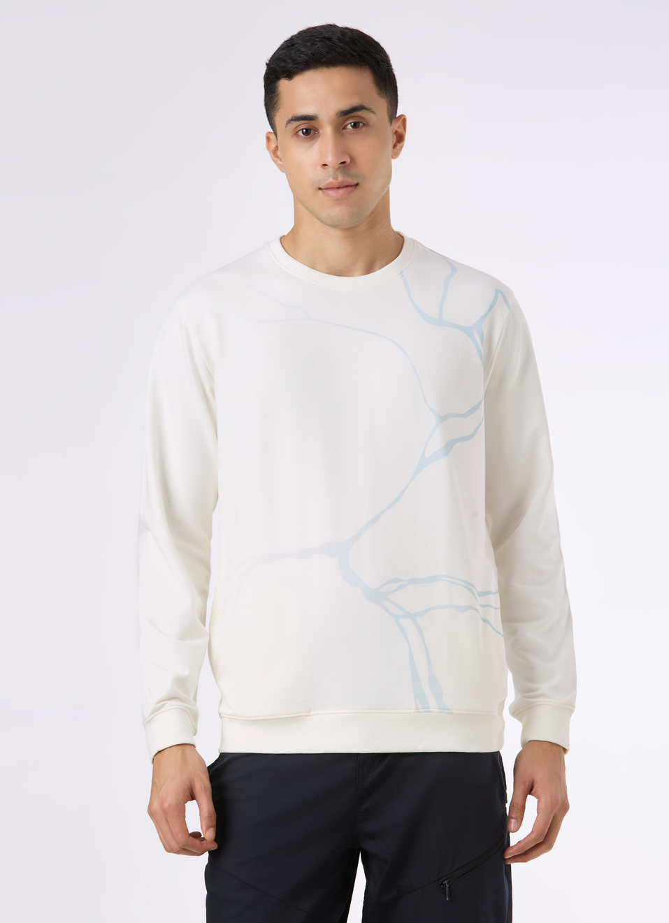 Men Ecru Abstract Print Regular Fit Sweatshirt, , large image number 1