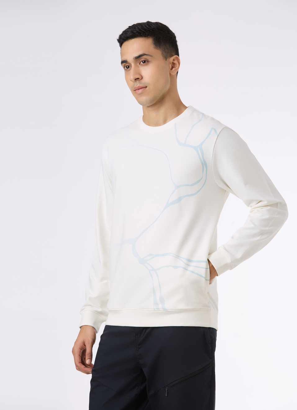 Men Ecru Abstract Print Regular Fit Sweatshirt, , large image number 3