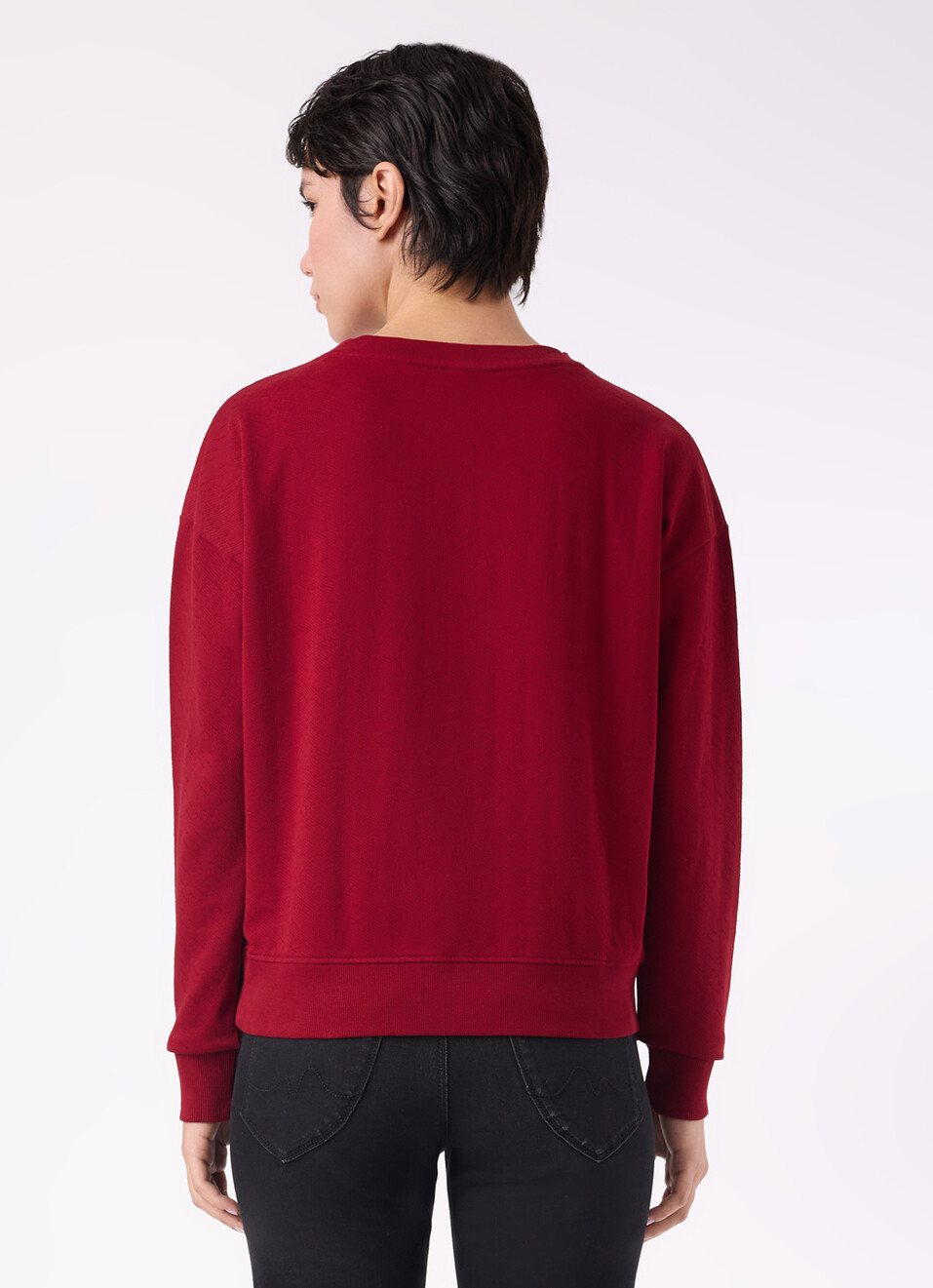 Women Red Embroidered Logo Comfort Fit Sweatshirt, , large image number 2