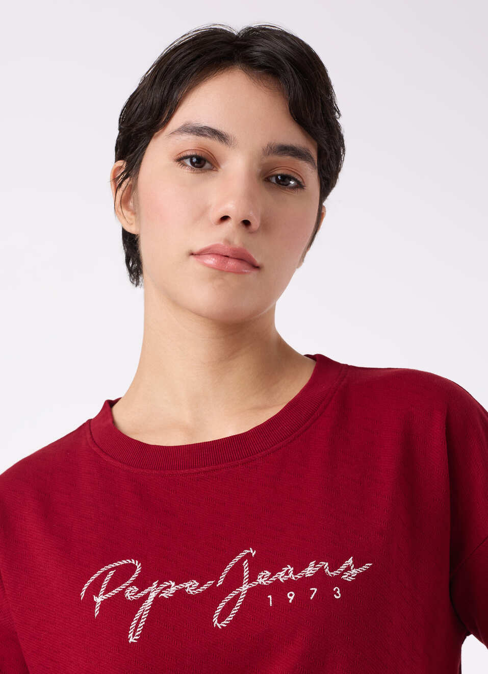 Women Red Embroidered Logo Comfort Fit Sweatshirt, , large image number 4
