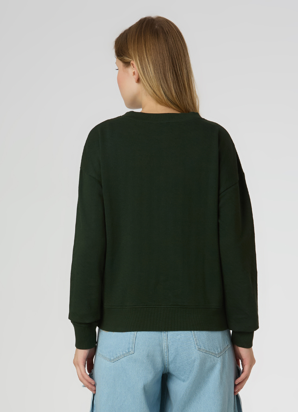 Women Green Embroidered Logo Comfort Fit Sweatshirt, , large image number 2