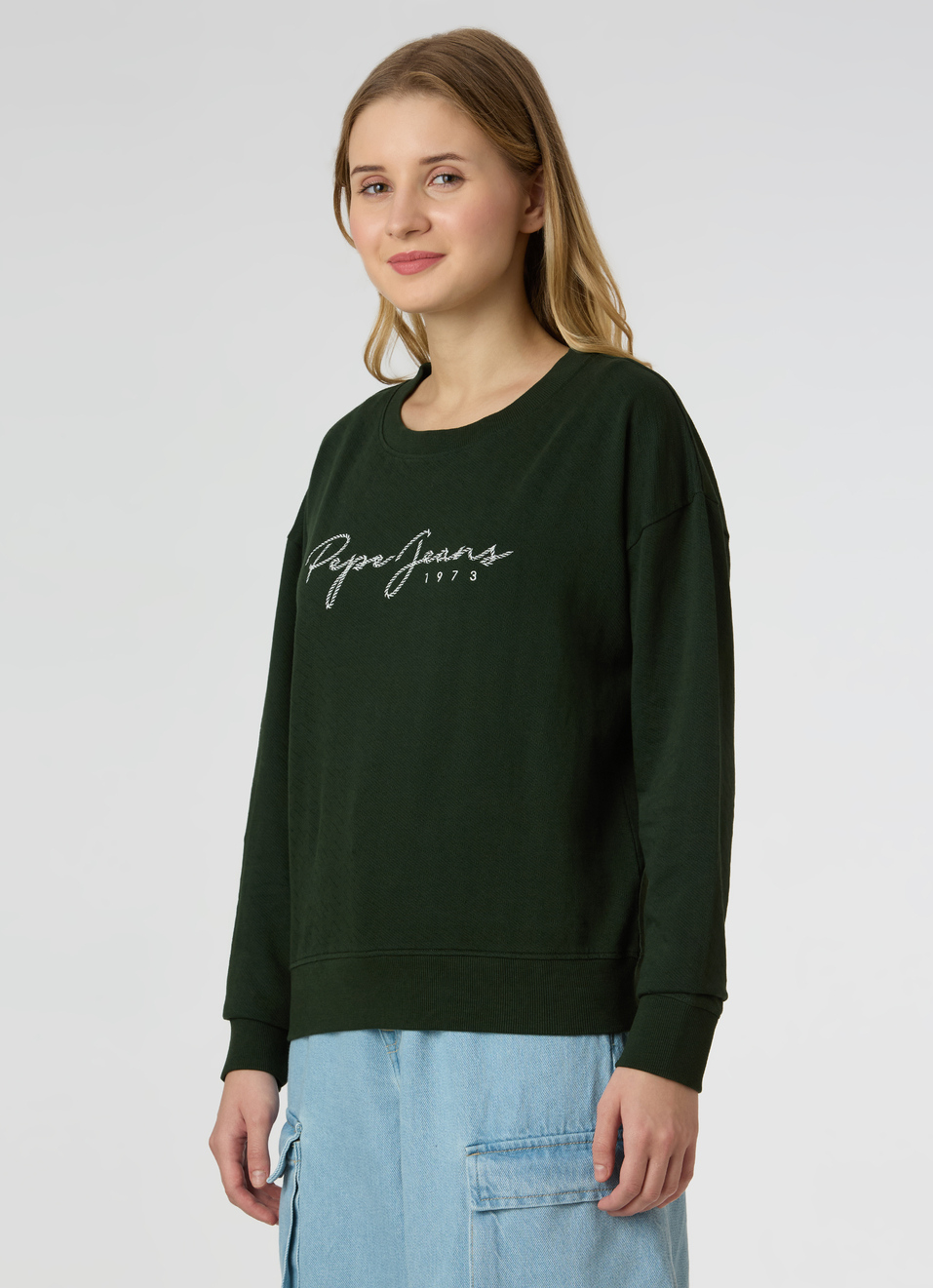 Women Green Embroidered Logo Comfort Fit Sweatshirt, , large image number 3