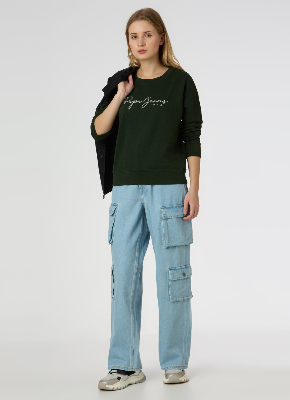 Women Green Embroidered Logo Comfort Fit Sweatshirt, , large image number 5