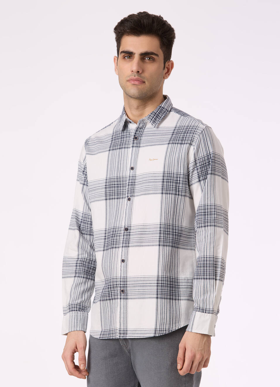 Men White Check Full Sleeve Shirt, , large image number 3
