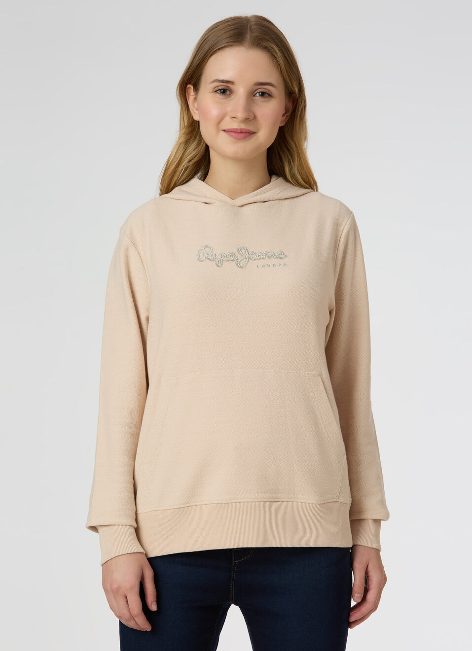 Women Beige Hooded Regular Fit Sweatshirt, , large image number 1