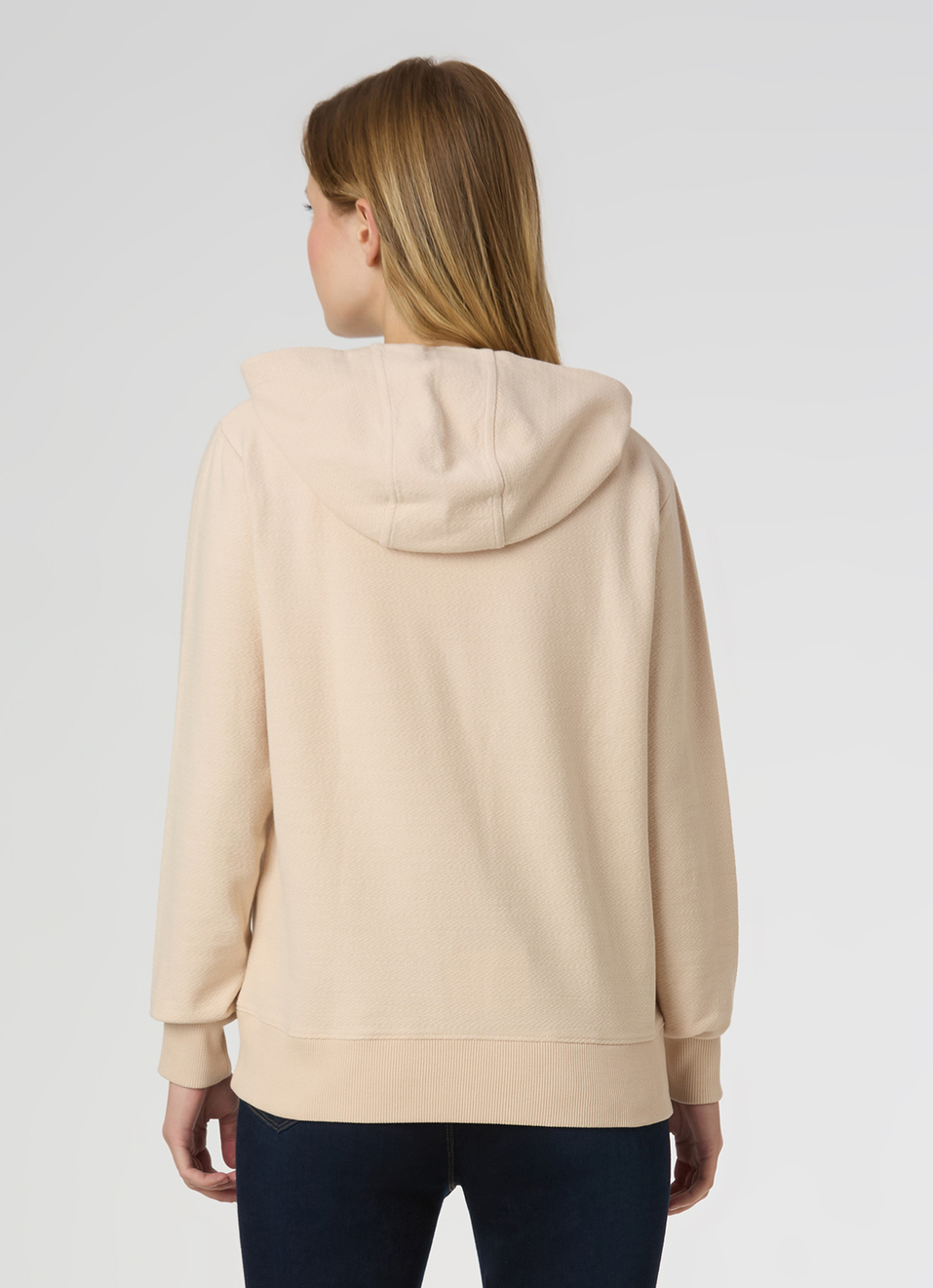 Women Beige Hooded Regular Fit Sweatshirt, , large image number 2
