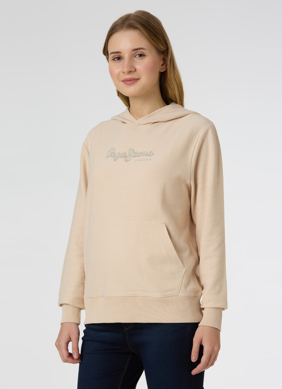 Women Beige Hooded Regular Fit Sweatshirt, , large image number 3