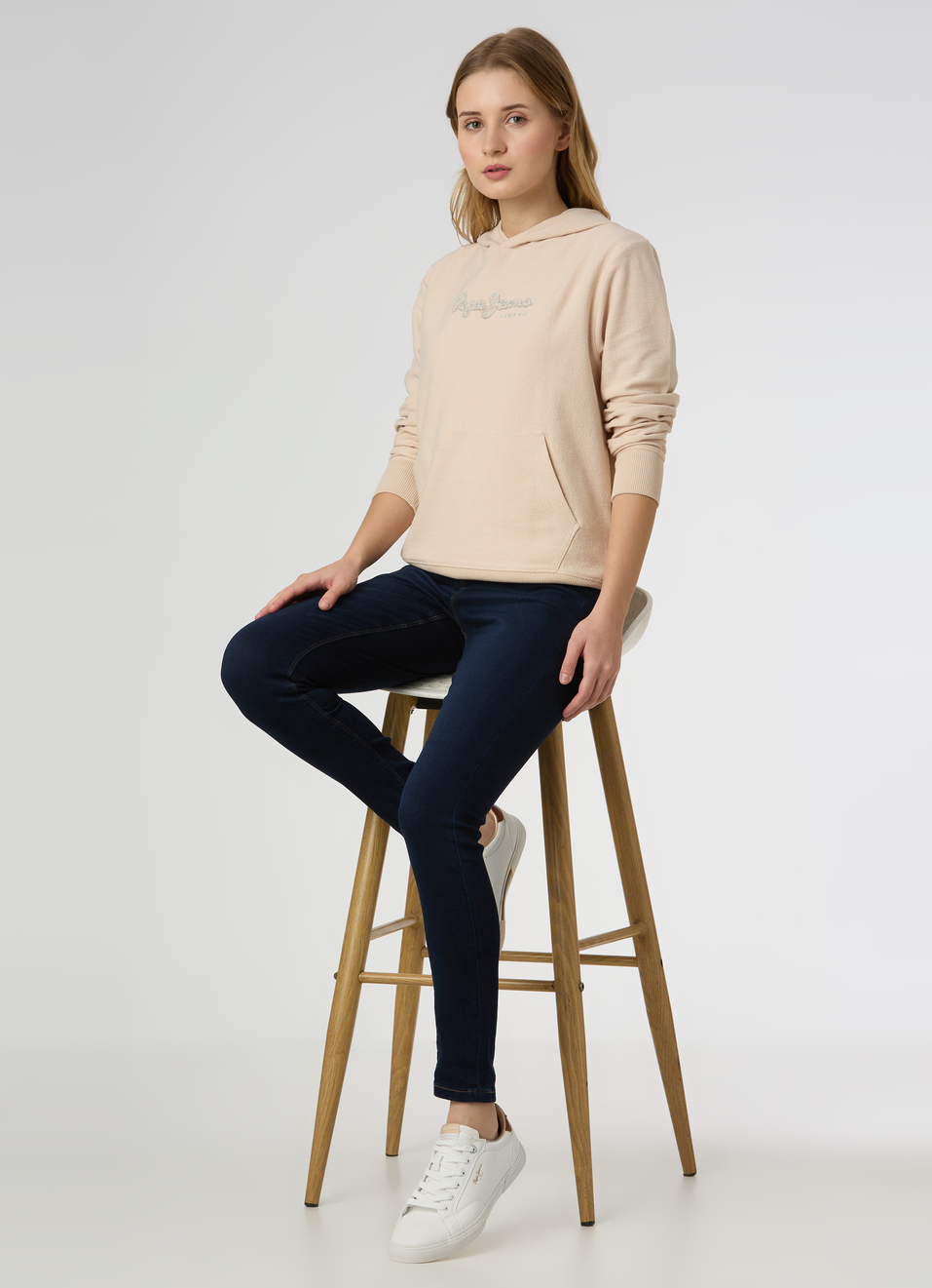 Women Beige Hooded Regular Fit Sweatshirt, , large image number 5