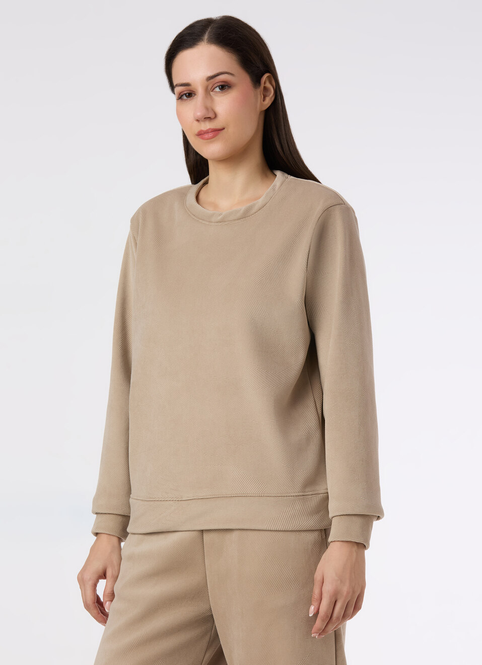 Women Beige Crew Neck Regular Fit Sweatshirt, , large image number 3