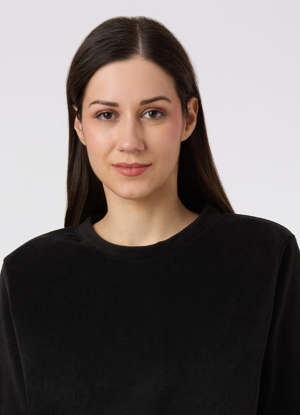 Women Black Crew Neck Regular Fit Sweatshirt, , large image number 4