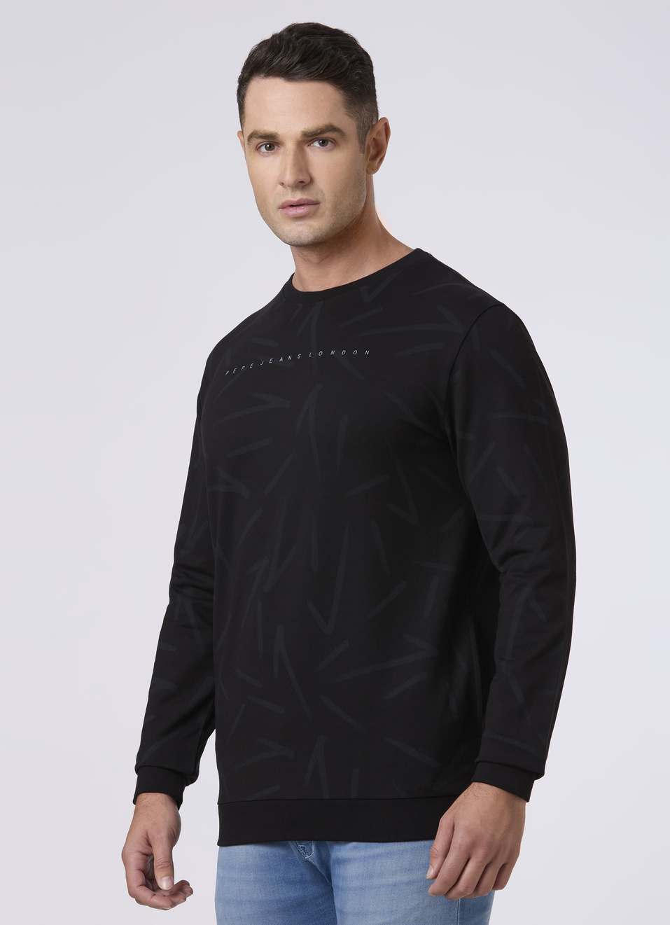 Men Black Abstract Print Sweatshirt, , large image number 3