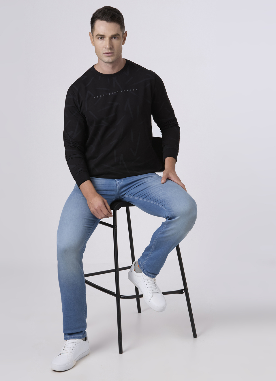 Men Black Abstract Print Sweatshirt, , large image number 5