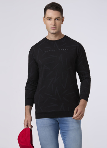 Men Black Abstract Print Sweatshirt