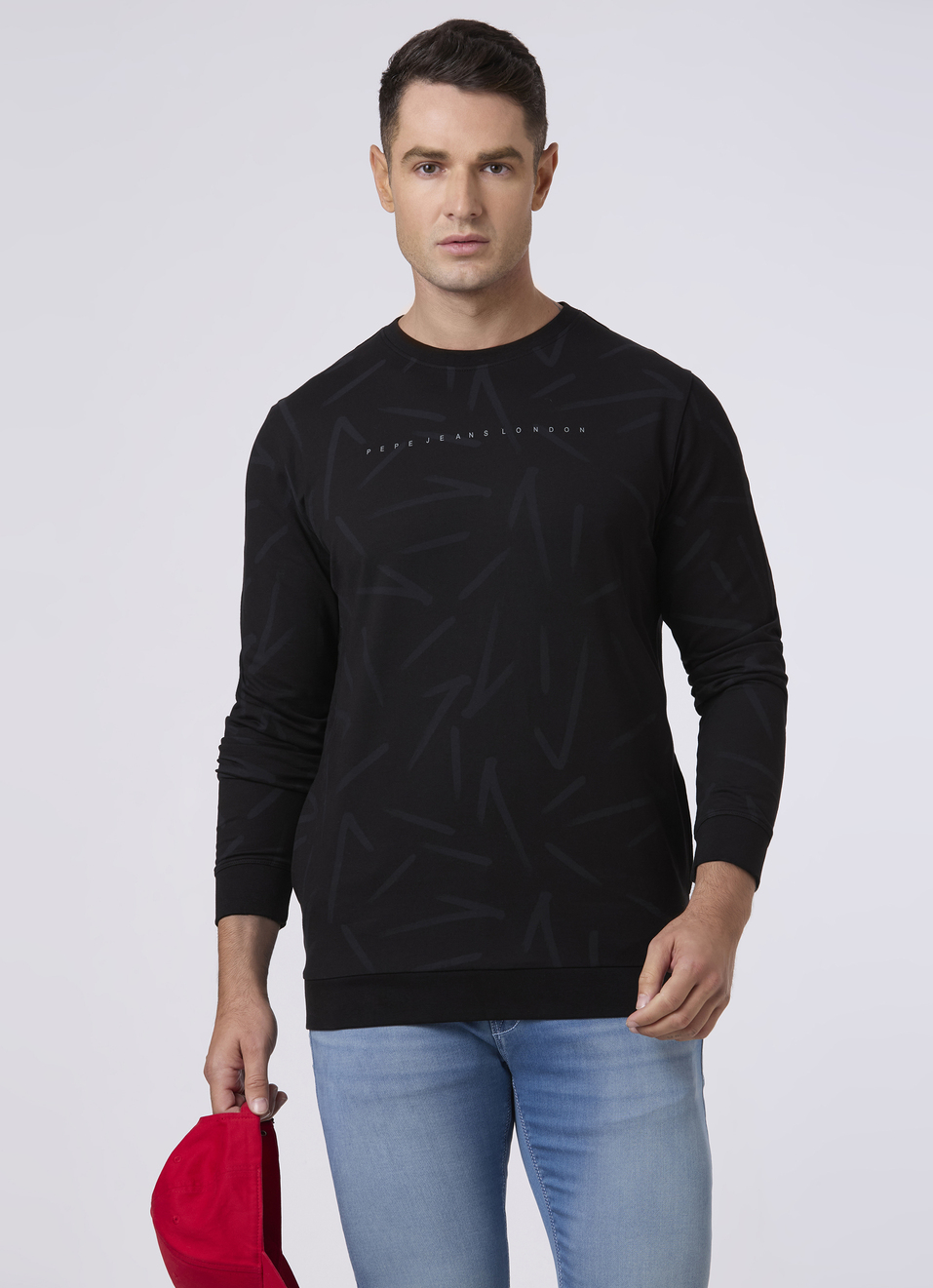 Men Black Abstract Print Sweatshirt, , large image number 0