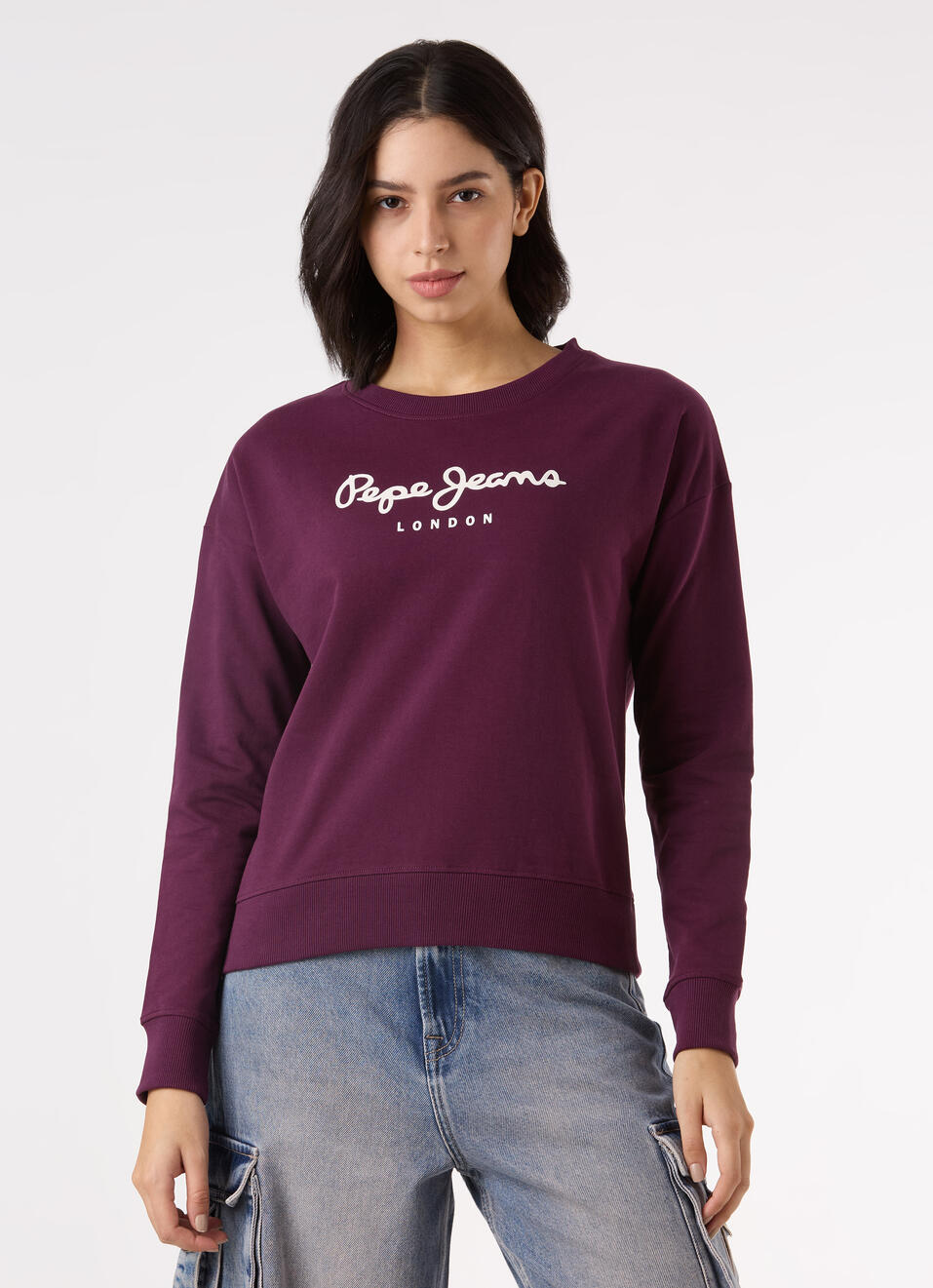 Women  Purple Logo Print Comfort Fit Sweatshirt, , large image number 1