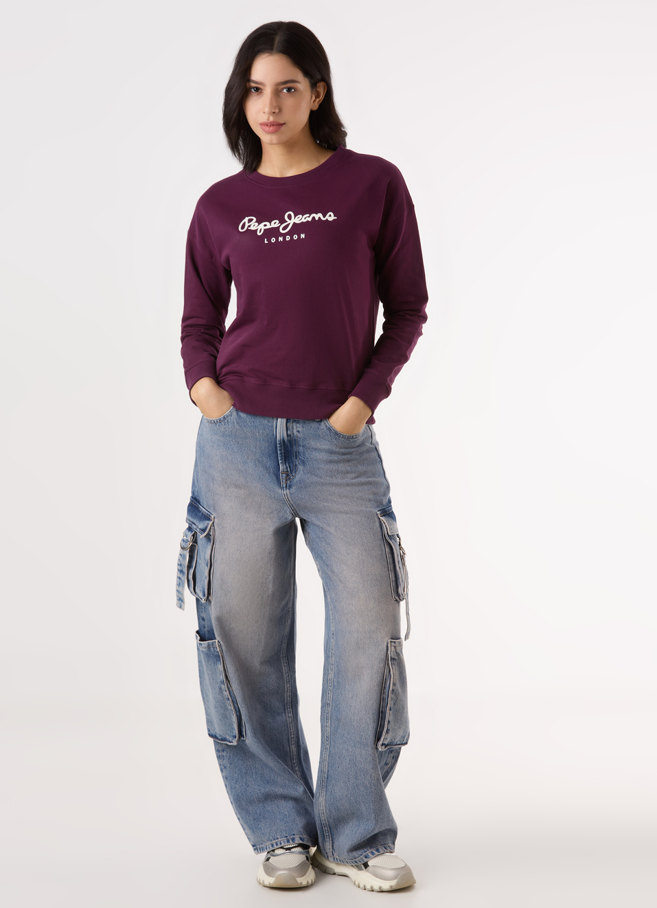 Women  Purple Logo Print Comfort Fit Sweatshirt, , large image number 5