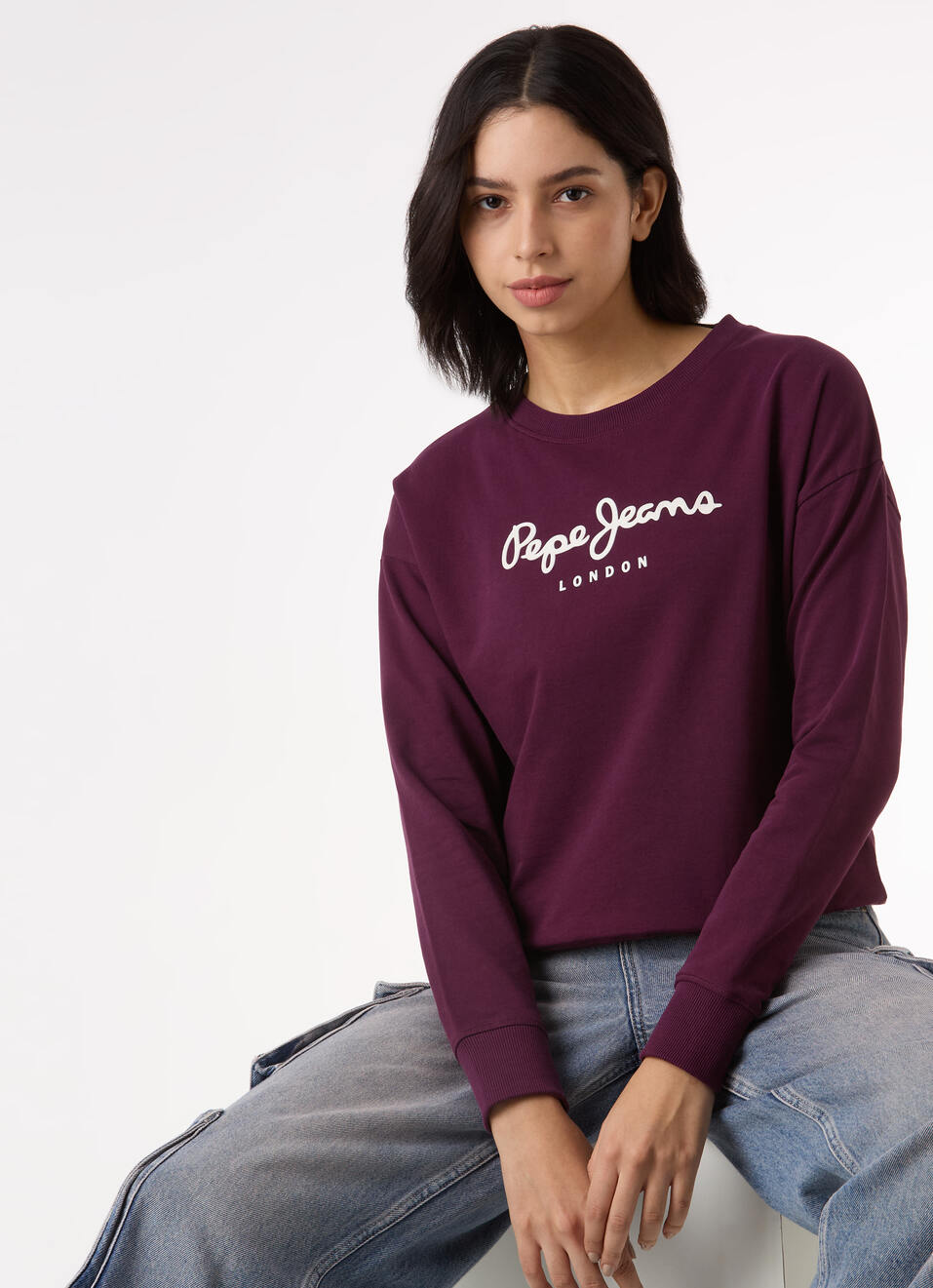 Women  Purple Logo Print Comfort Fit Sweatshirt, , large image number 0