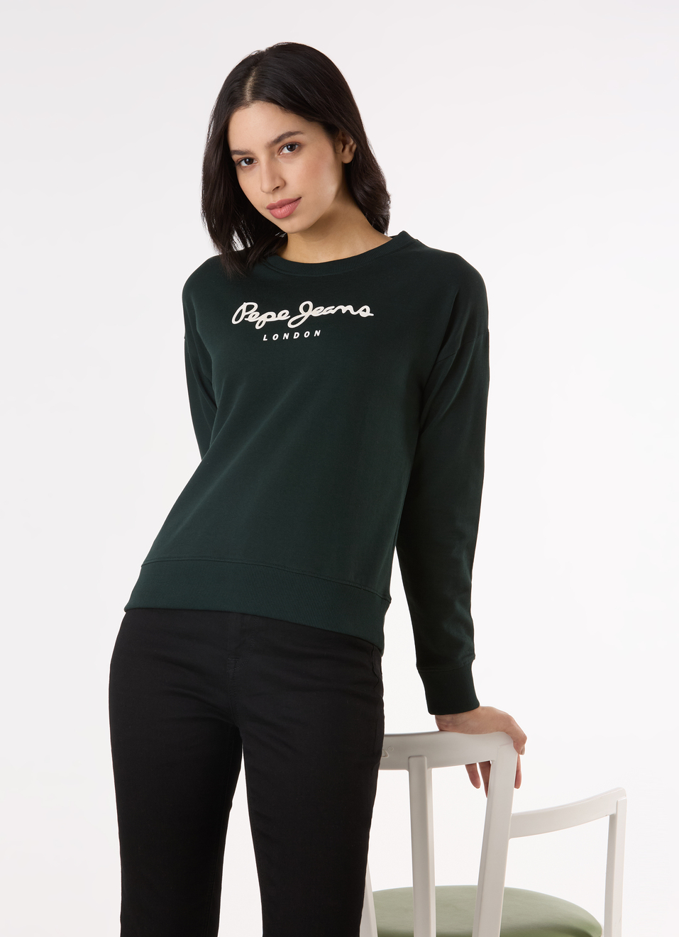 Women  Green Logo Print Comfort Fit Sweatshirt, , large image number 0