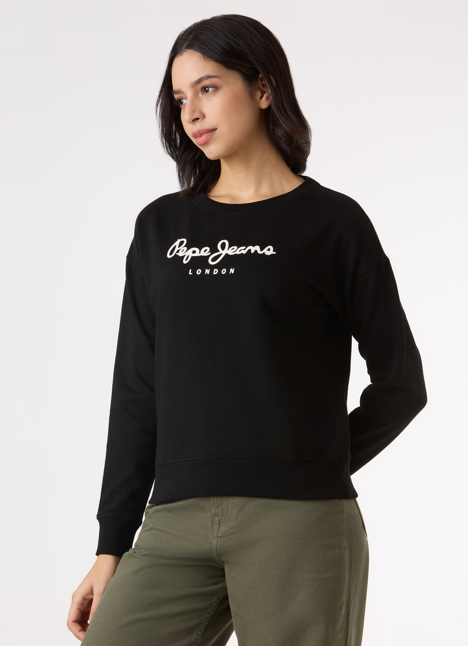 Women  Black Logo Print Comfort Fit Sweatshirt, , large image number 3