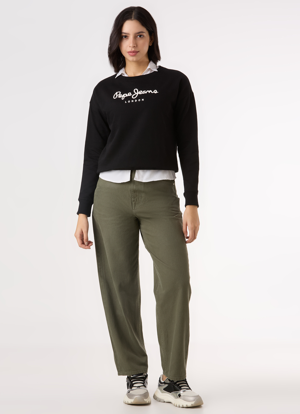 Women  Black Logo Print Comfort Fit Sweatshirt, , large image number 5