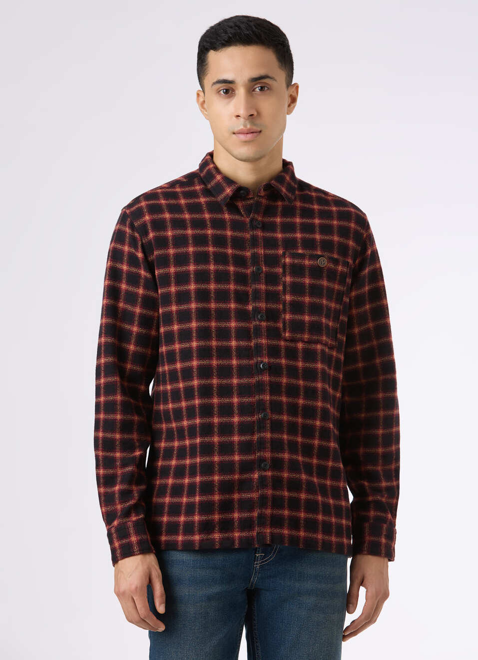 Men Black Check Full Sleeve Shirt, , large image number 1