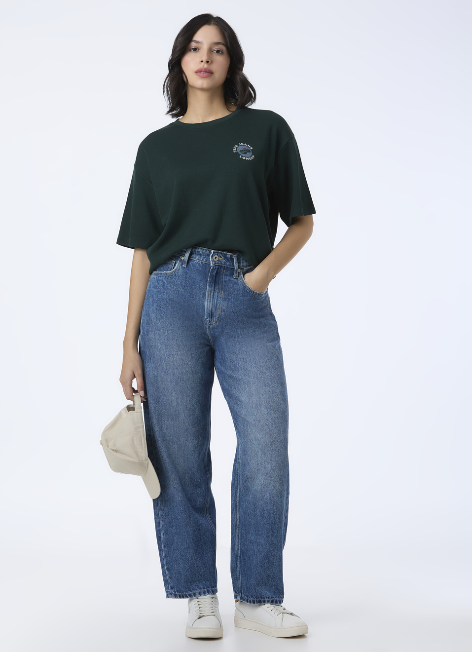 Women Dark Green Oversized Graphic Back Print T-shirt, , large image number 5