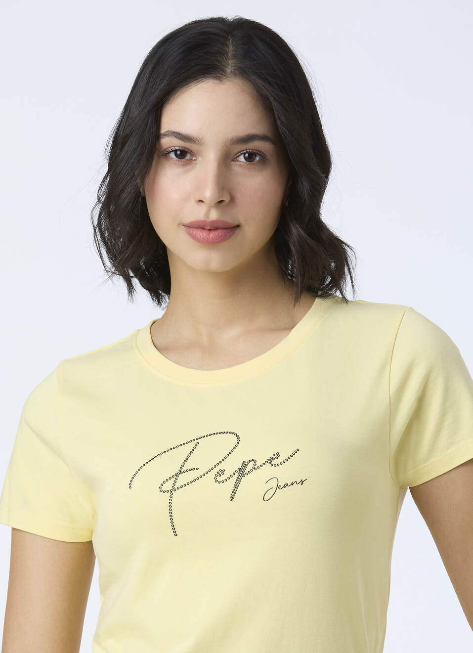 Women Yellow Round Neck Short Sleeve T-shirt, , large image number 4