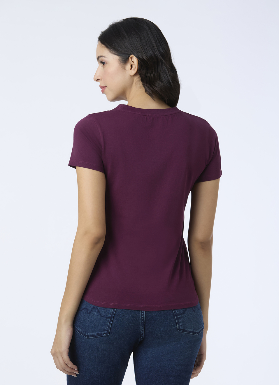 Women Red Round Neck Short Sleeve T-shirt, , large image number 2