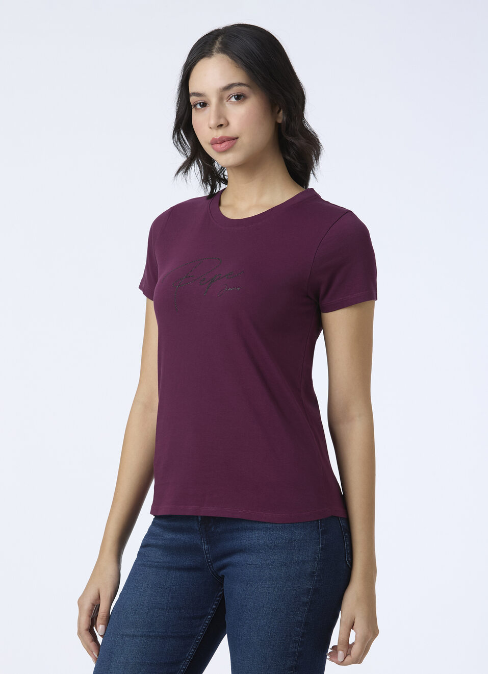 Women Red Round Neck Short Sleeve T-shirt, , large image number 3