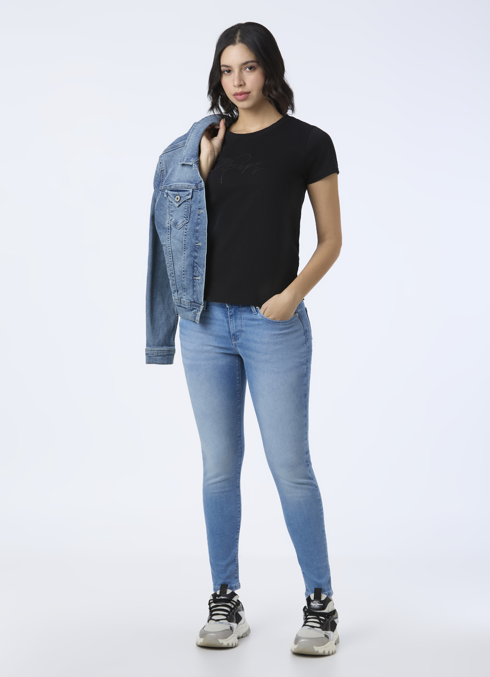 Women Black Round Neck Short Sleeve Stretch T-shirt, , large image number 5