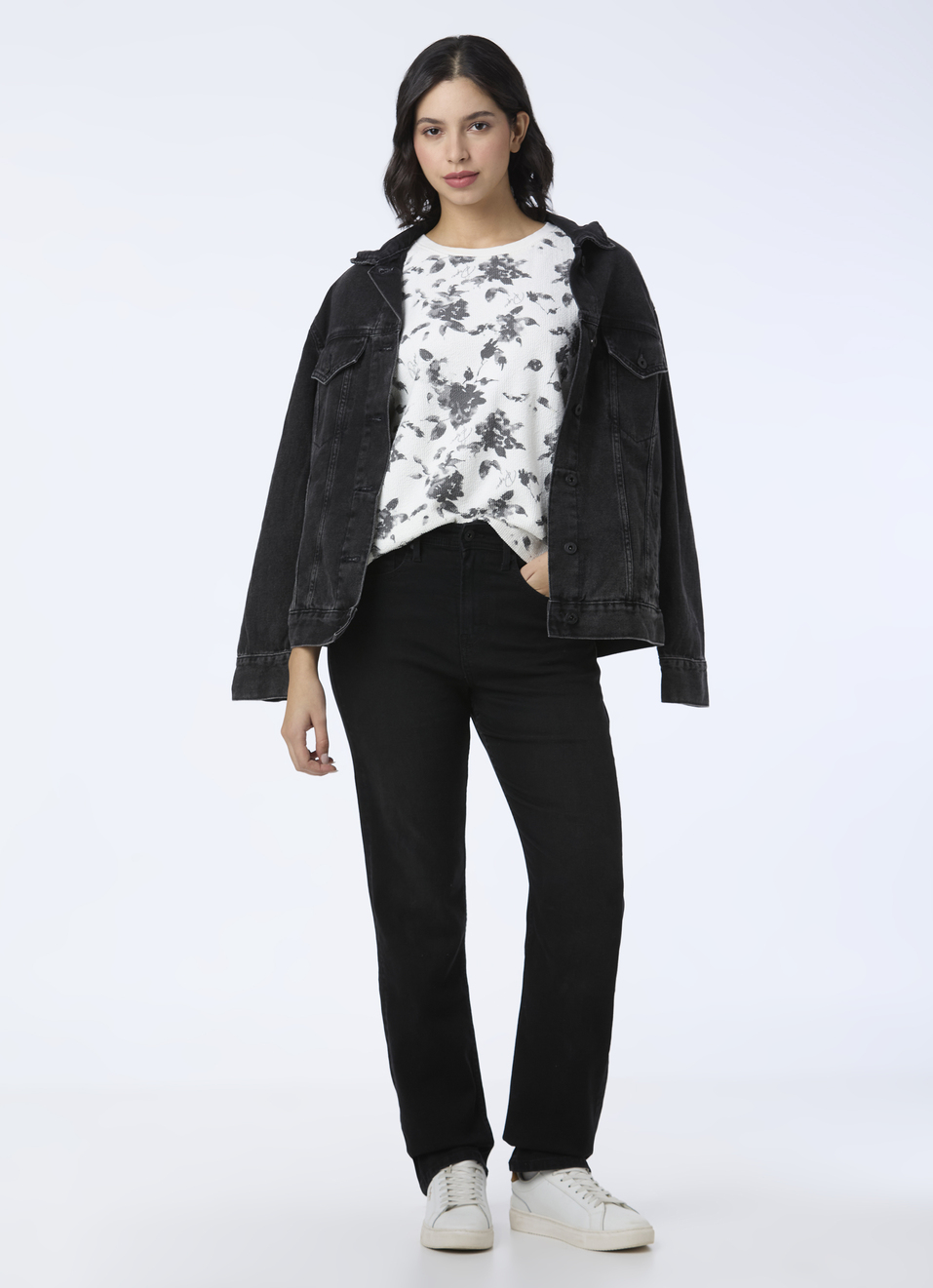 Women White Textured Floral Print T-shirt, , large image number 5