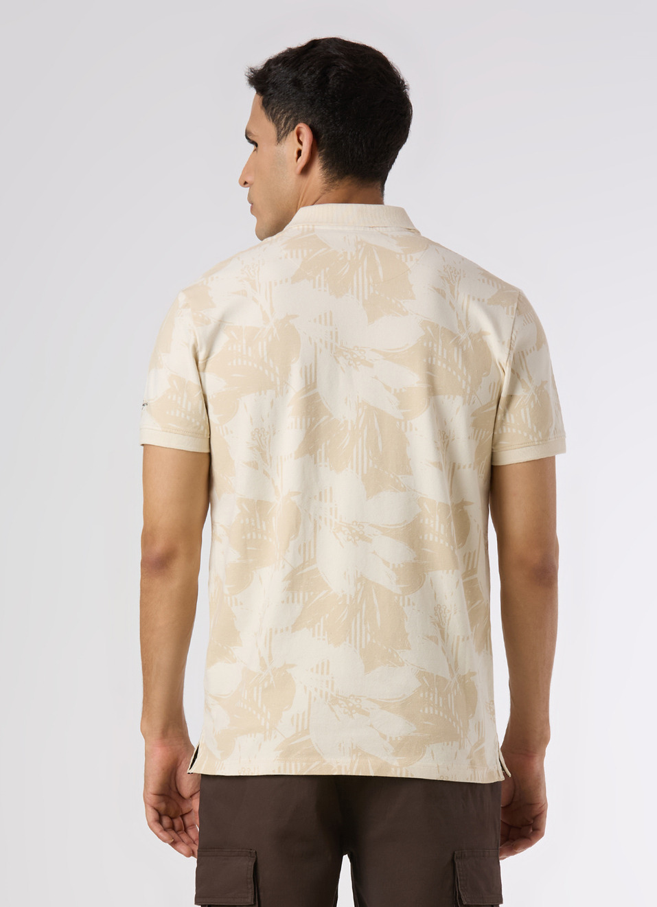 Men Ivory White Abstract Print Regular Fit Polo, , large image number 2