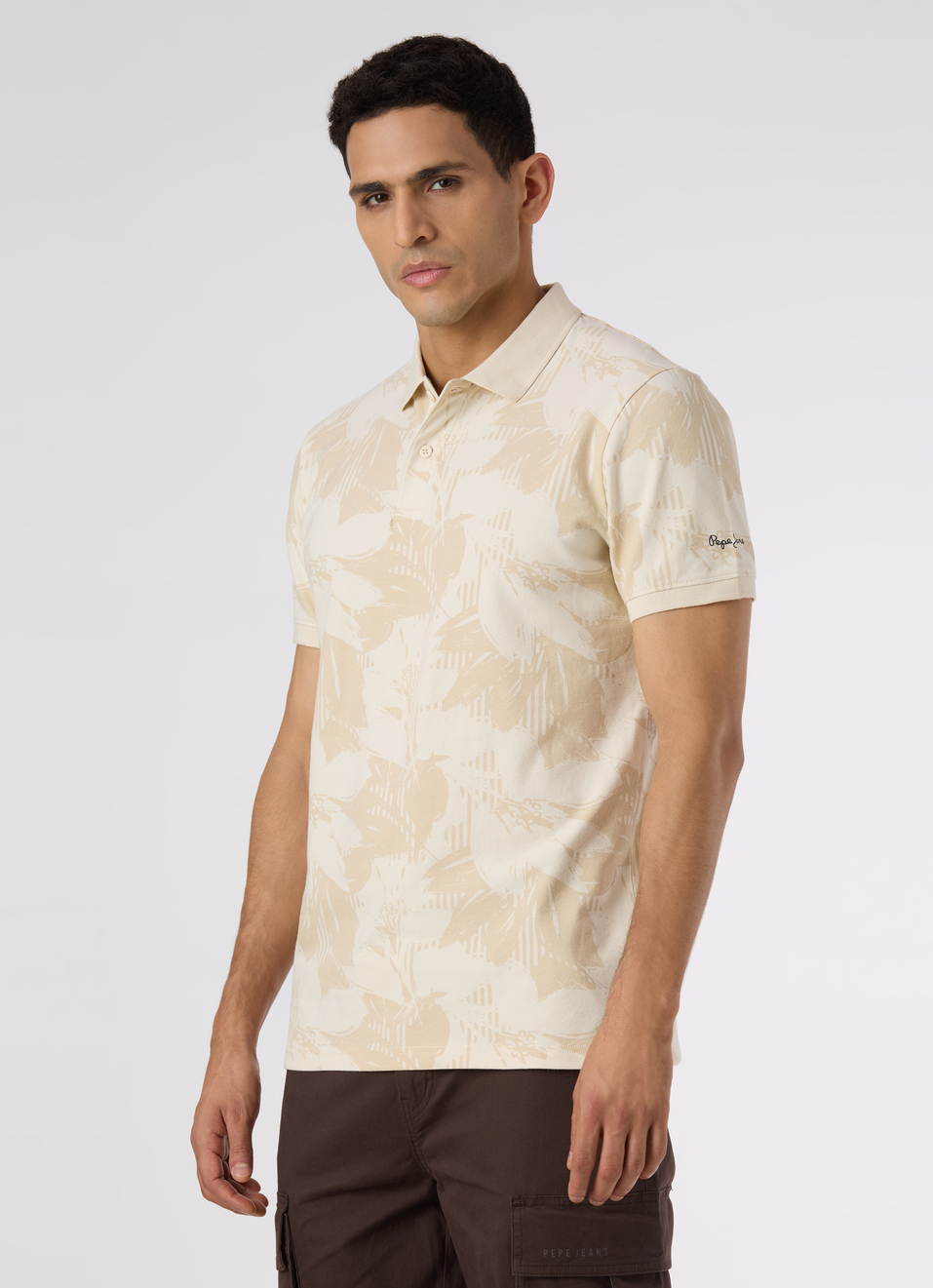 Men Ivory White Abstract Print Regular Fit Polo, , large image number 3
