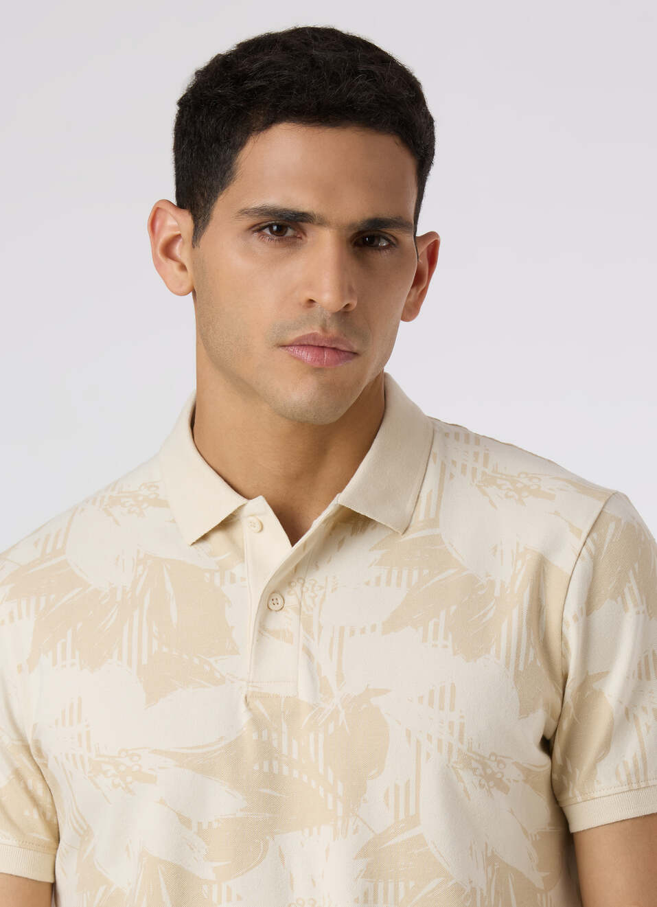 Men Ivory White Abstract Print Regular Fit Polo, , large image number 4
