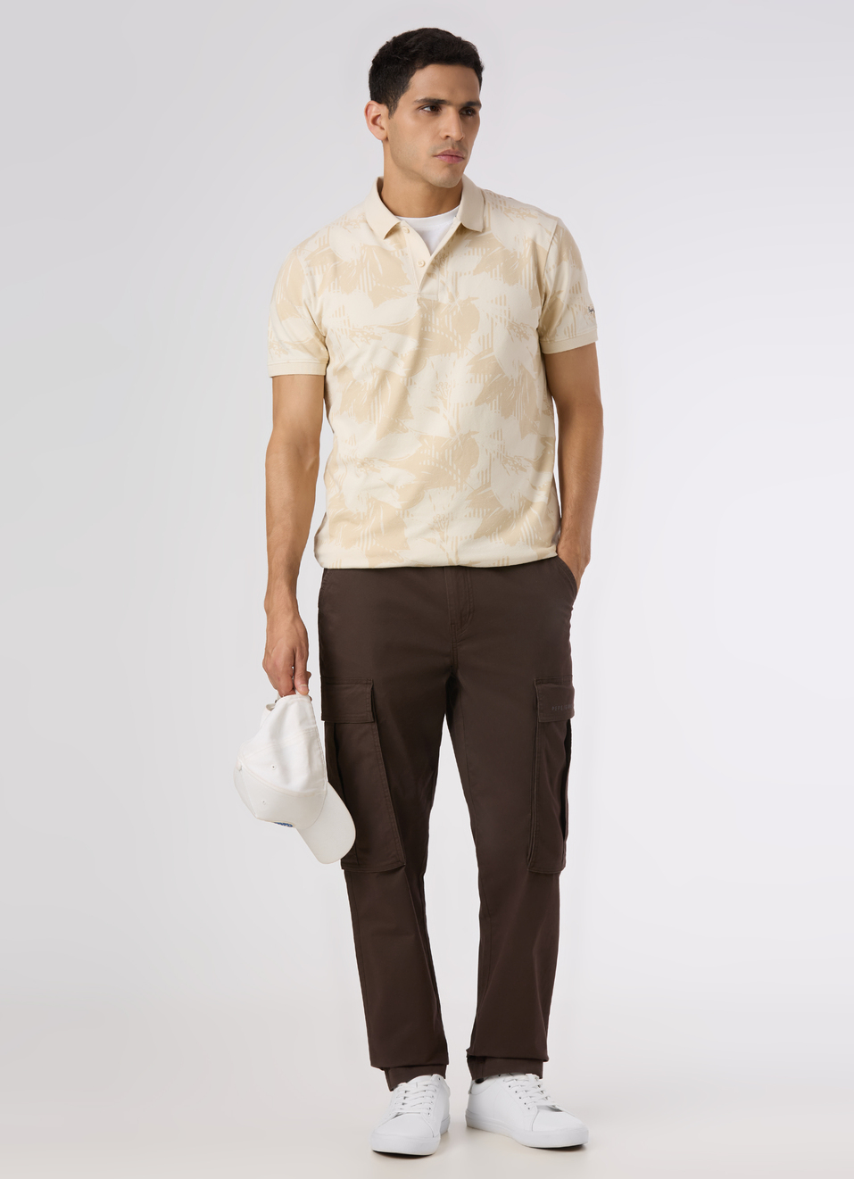 Men Ivory White Abstract Print Regular Fit Polo, , large image number 5