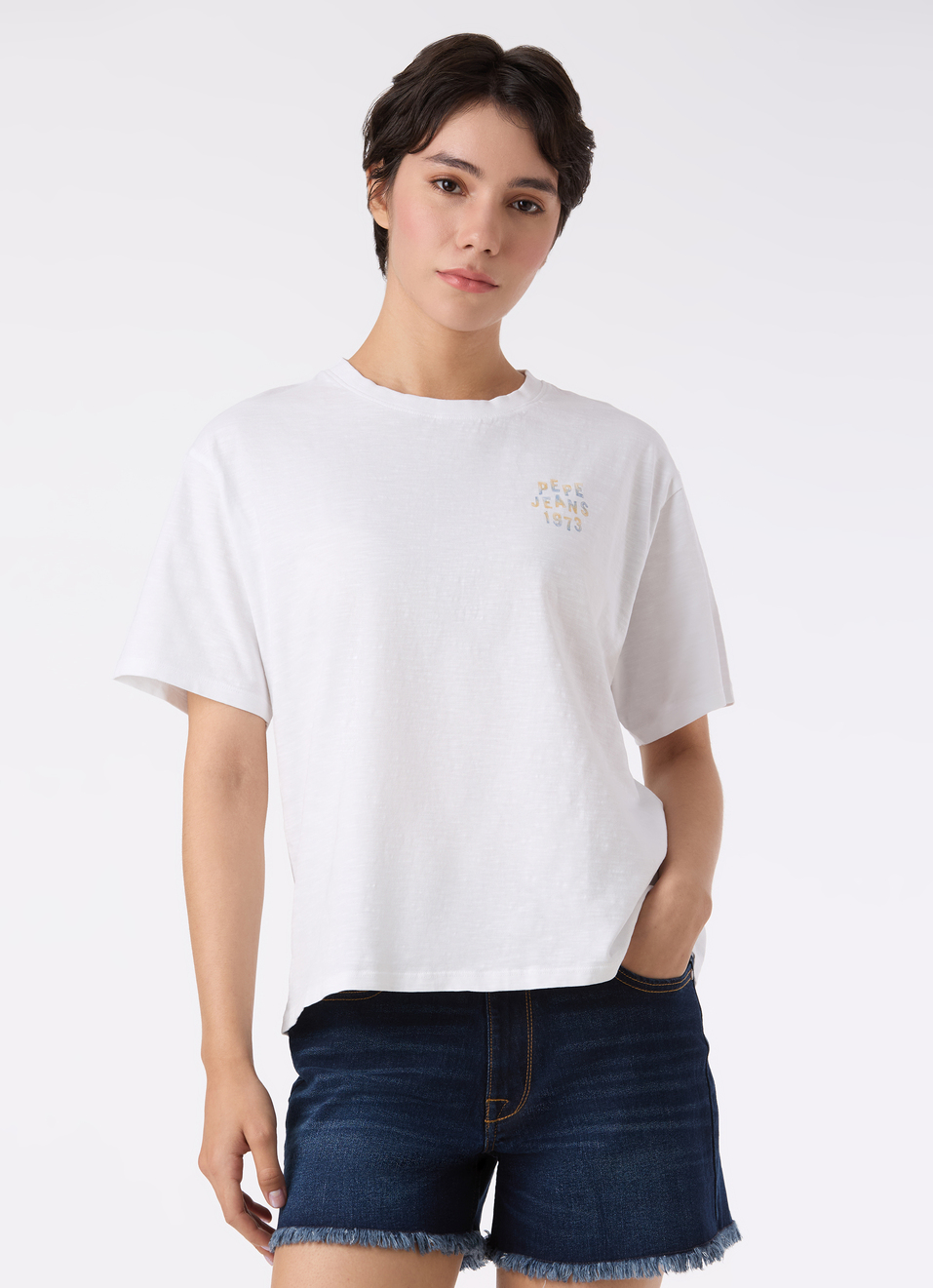 Women White Back Graphic Print Comfort Fit T-shirt, , large image number 1