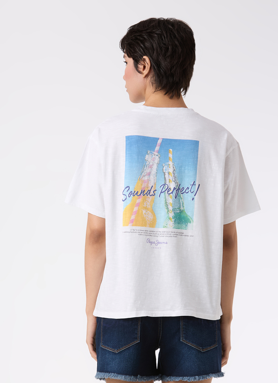 Women White Back Graphic Print Comfort Fit T-shirt, , large image number 2